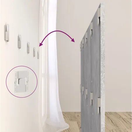 Tête de lit avec armoires Gris béton Bois d'ingénierie