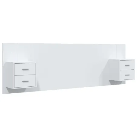 Tête de lit avec armoires Blanc Bois d'ingénierie