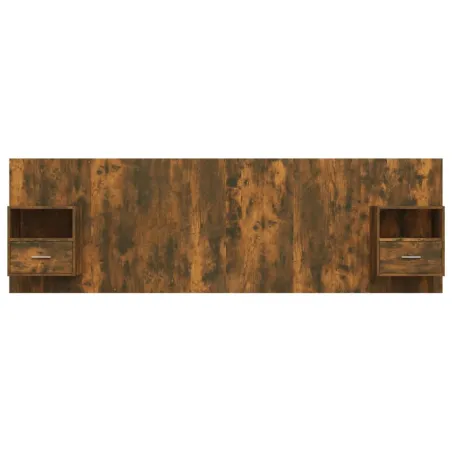 Tête de lit avec armoires Chêne fumé Bois d'ingénierie