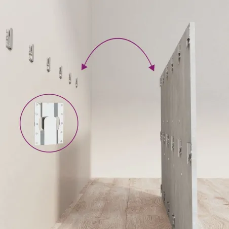 Tête de lit avec armoires Gris béton Bois d'ingénierie