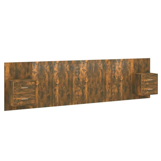 Tête de lit avec armoires Chêne fumé Bois d'ingénierie