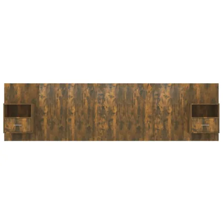 Tête de lit avec armoires Chêne fumé Bois d'ingénierie