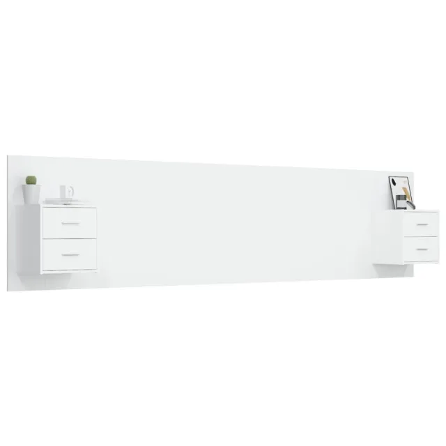 Tête de lit avec armoires Blanc Bois d'ingénierie