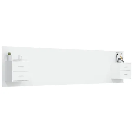 Tête de lit avec armoires Blanc Bois d'ingénierie