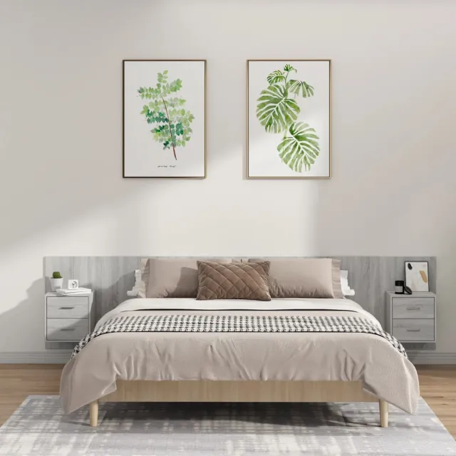 Tête de lit avec armoires sonoma gris Bois d'ingénierie