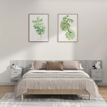 Tête de lit avec armoires sonoma gris Bois d'ingénierie