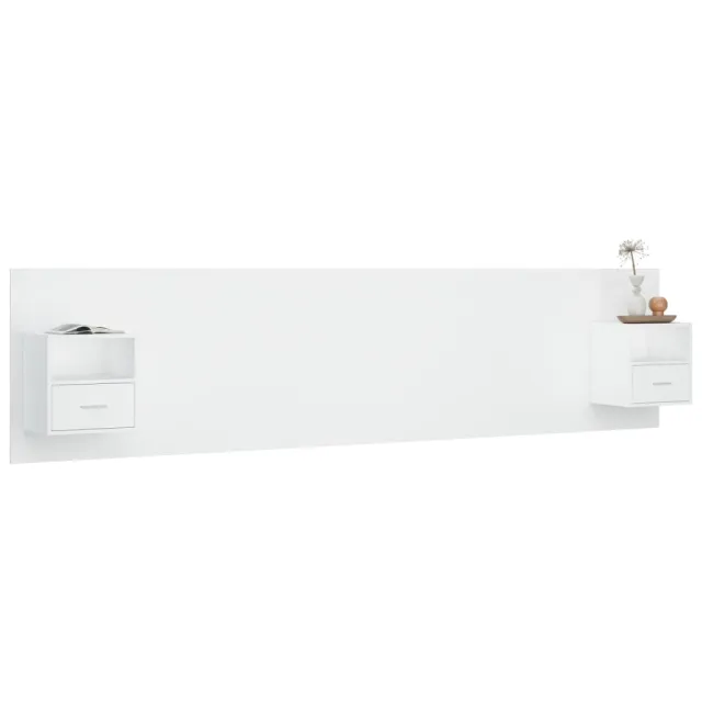 Tête de lit avec armoires Blanc Bois d’ingénierie