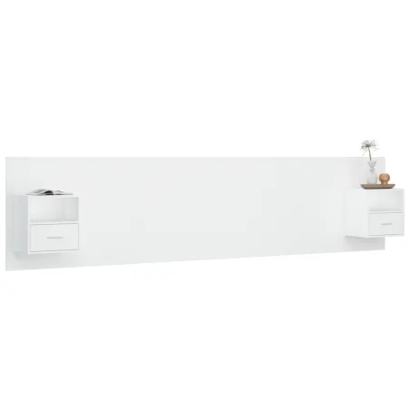 Tête de lit avec armoires Blanc Bois d’ingénierie