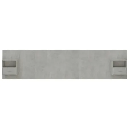 Tête de lit avec armoires Gris béton Bois d'ingénierie