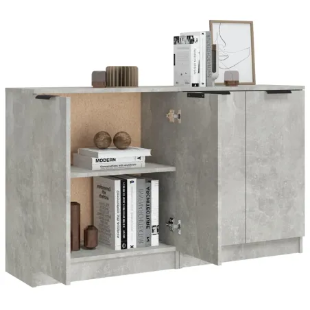 Buffets 2 pcs Gris béton 60x30x70 cm Bois d'ingénierie