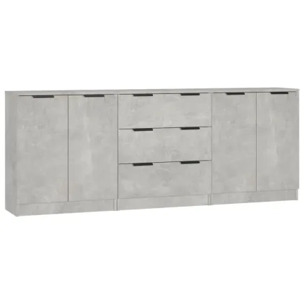 Buffets 3 pcs gris béton bois d'ingénierie 2