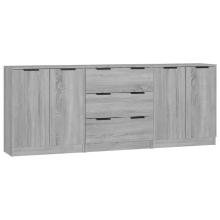 Buffets 3 pcs Sonoma gris Bois d'ingénierie 2