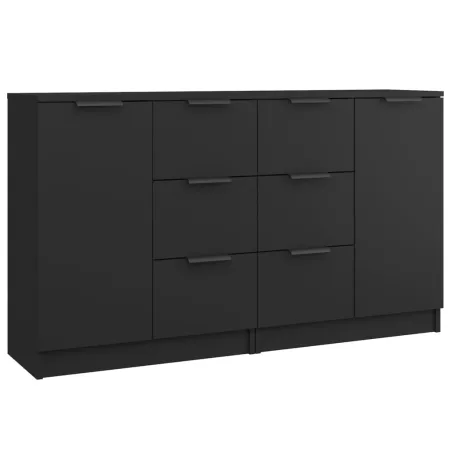 Buffets 2 pcs Noir 60x30x70 cm Bois d'ingénierie
