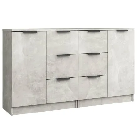 Buffets 2 pcs Gris béton 60x30x70 cm Bois d'ingénierie 2