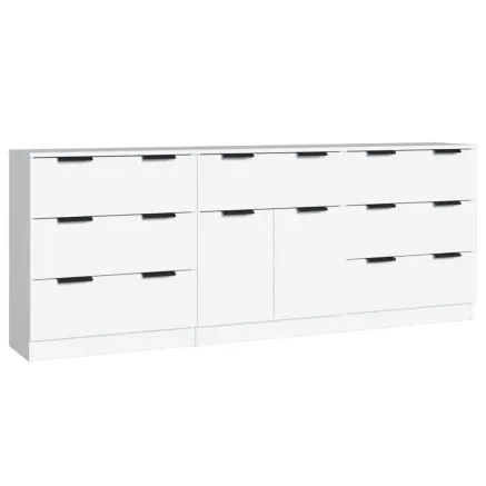 Buffets 3 pcs Blanc Bois d'ingénierie 2