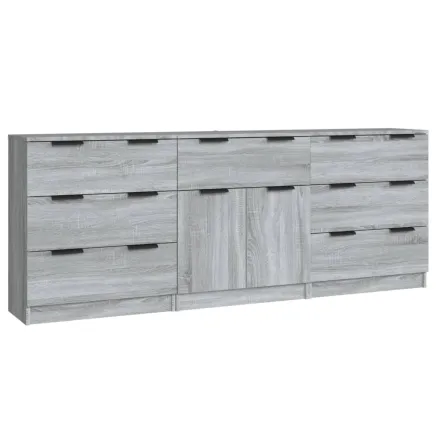 Buffets 3 pcs Sonoma gris Bois d'ingénierie 2