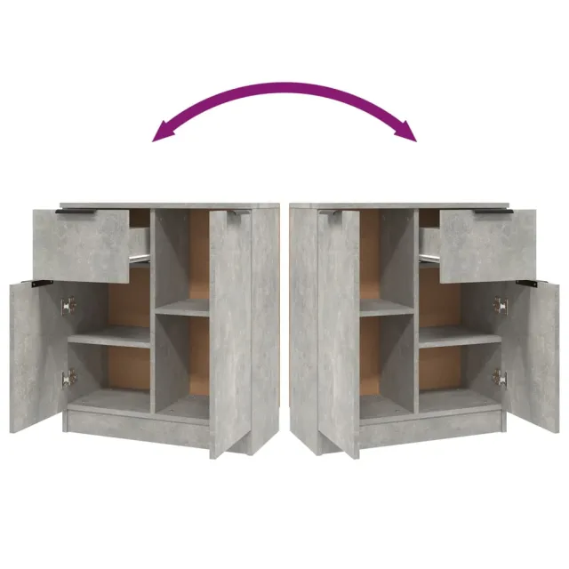 Buffets 2 pcs Gris béton 60x30x70 cm Bois d'ingénierie