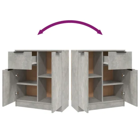 Buffets 2 pcs Gris béton 60x30x70 cm Bois d'ingénierie