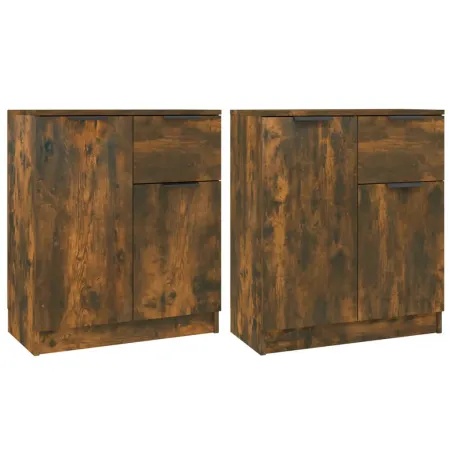 Buffets 2 pcs Chêne fumé 60x30x70 cm Bois d'ingénierie