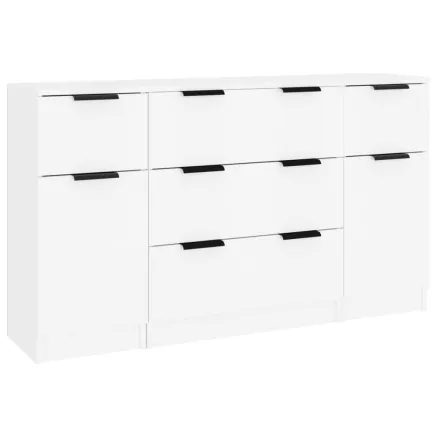 Buffets 3 pcs Blanc Bois d'ingénierie 2