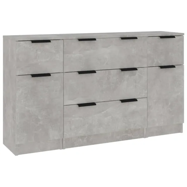 Ensemble de buffets 3 pcs Gris béton Bois d'ingénierie