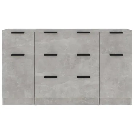 Ensemble de buffets 3 pcs Gris béton Bois d'ingénierie
