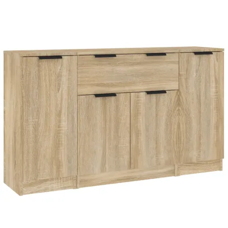 Buffets 3 pcs Chêne sonoma Bois d'ingénierie