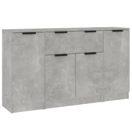Buffets 3 pcs gris béton bois d'ingénierie 2
