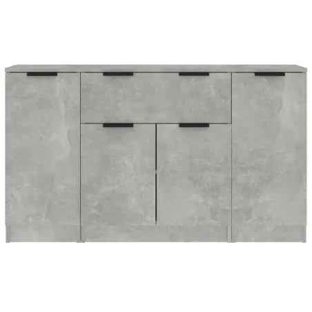 Buffets 3 pcs gris béton bois d'ingénierie