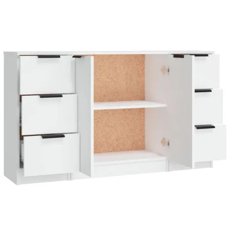 Buffets 3 pcs Blanc Bois d'ingénierie