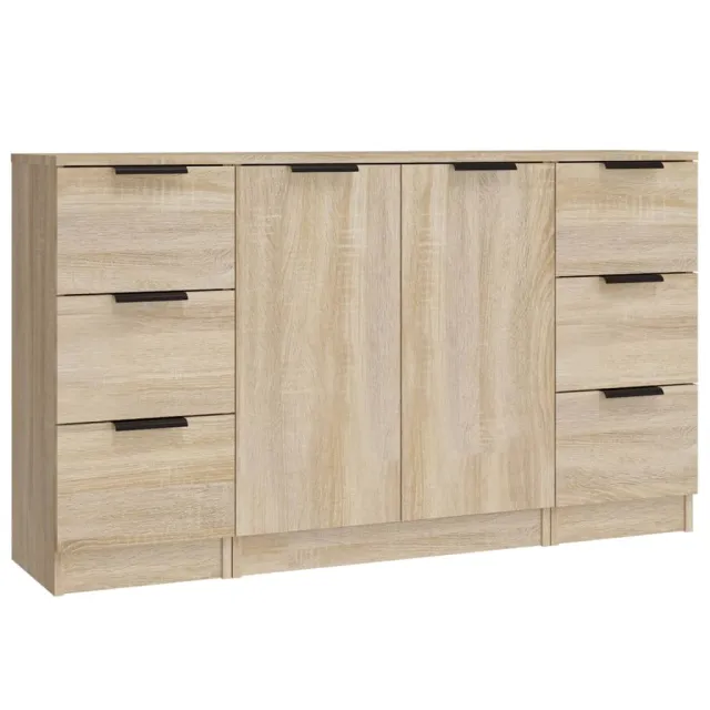 Buffets 3 pcs Chêne sonoma Bois d'ingénierie