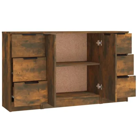 Buffets 3 pcs Chêne fumé Bois d'ingénierie