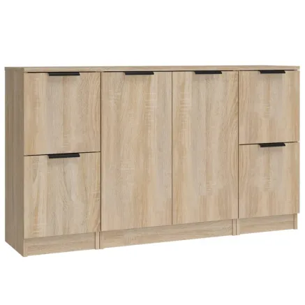 Buffets 3 pcs Chêne sonoma Bois d'ingénierie 2