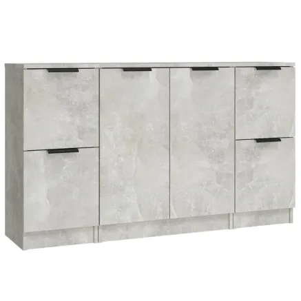 Buffets 3 pcs gris béton bois d'ingénierie 2