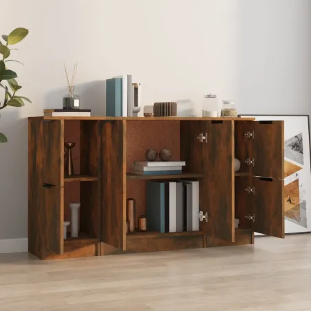 Buffets 3 pcs Chêne fumé Bois d'ingénierie