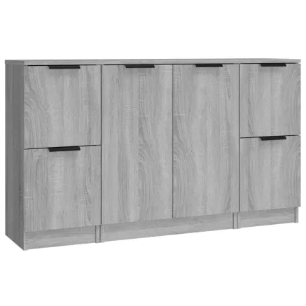Buffets 3 pcs Sonoma gris Bois d'ingénierie 2
