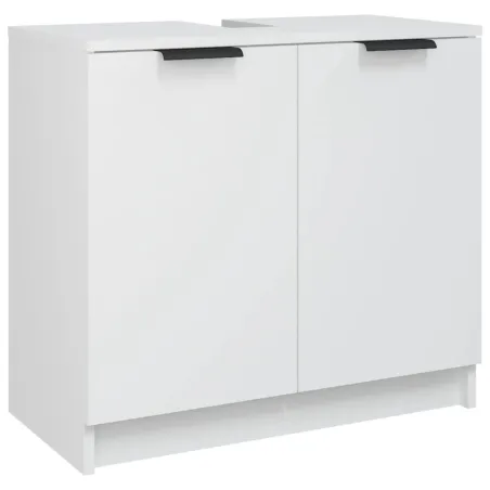 Meubles de salle de bain 5 pcs Blanc Bois d'ingénierie