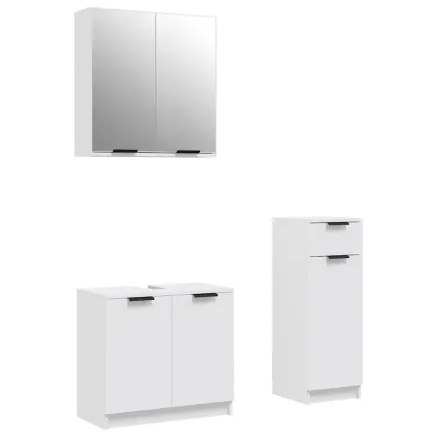 Ensemble d'armoires salle de bain 3 pcs blanc bois d'ingénierie 2