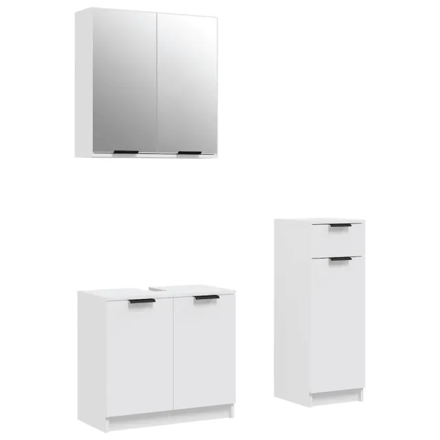 Ensemble d'armoires salle de bain 3 pcs blanc bois d'ingénierie