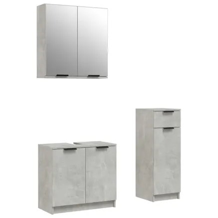 Ensemble d'armoires de salle de bain 3 pcs gris béton 2