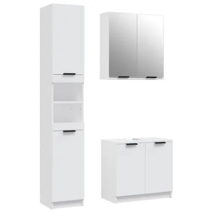 Ensemble d'armoires salle de bain 3 pcs blanc bois d'ingénierie 2