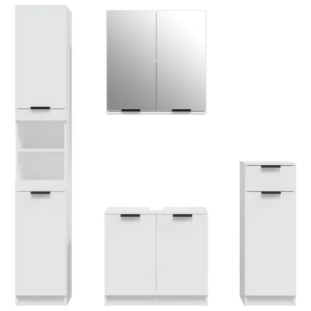 Meubles de salle de bain 4 pcs Blanc Bois d'ingénierie