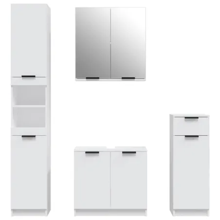 Meubles de salle de bain 4 pcs Blanc Bois d'ingénierie