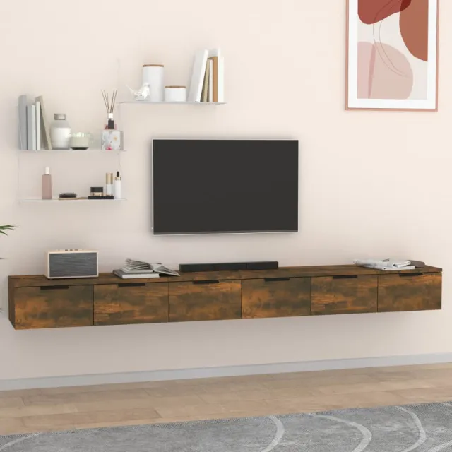 Armoires murales 2pcs Chêne fumé 102x30x20 cm Bois d'ingénierie