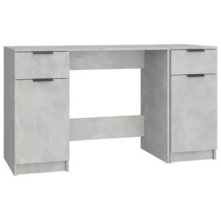 Bureau avec armoire latérale Gris béton Bois d'ingénierie 2