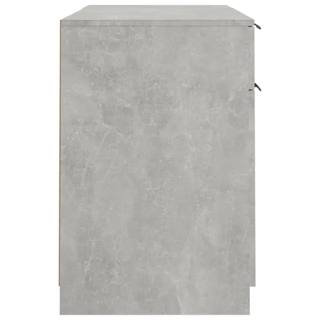 Bureau avec armoire latérale Gris béton Bois d'ingénierie