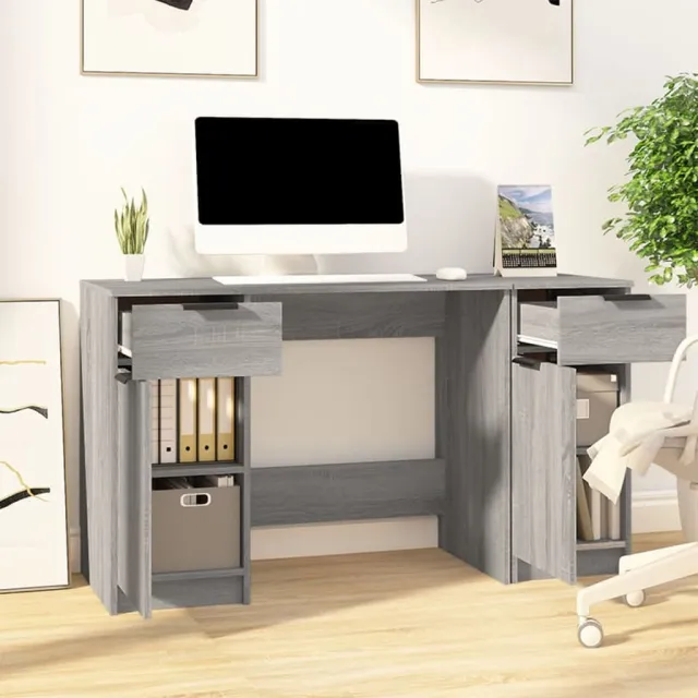 Bureau avec armoire latérale Sonoma gris Bois d'ingénierie