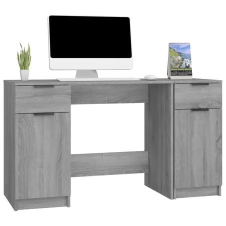 Bureau avec armoire latérale Sonoma gris Bois d'ingénierie