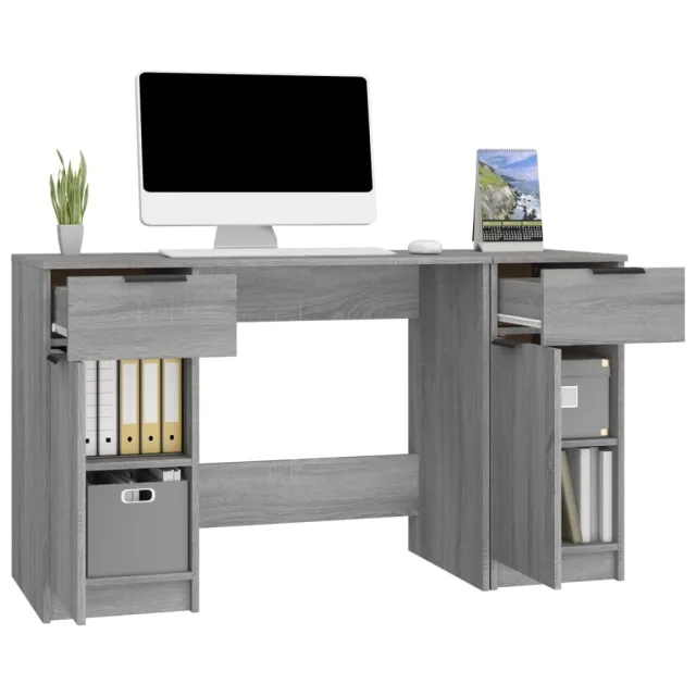 Bureau avec armoire latérale Sonoma gris Bois d'ingénierie