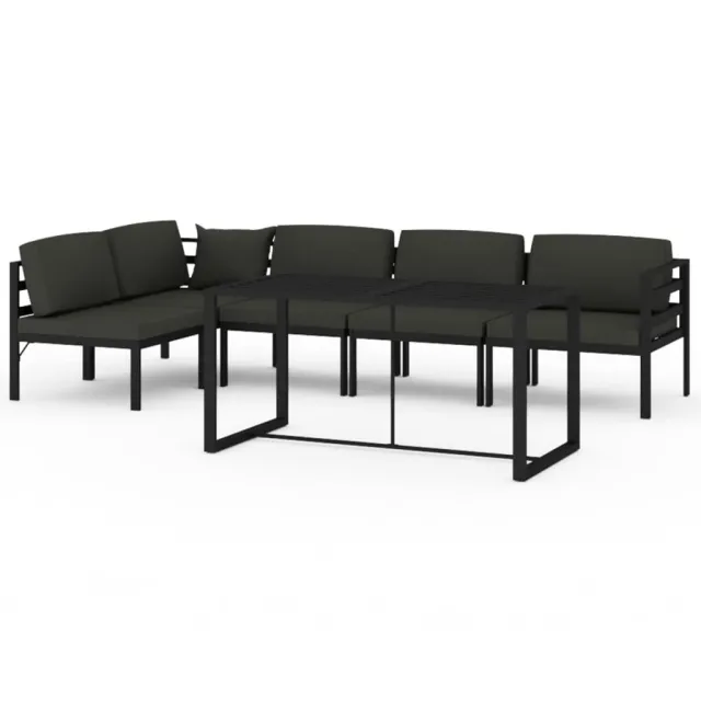 Salon de jardin 6 pcs avec coussins Aluminium Anthracite